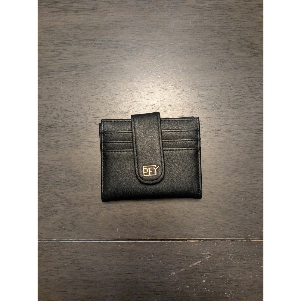 Perfect For You Black Faux Leather Bifold Card Holder Wallet Gold Tone Hardware
